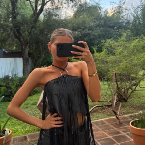 Top medialuna flecos negro